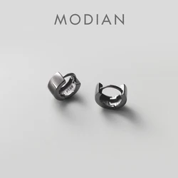 Modian Ear Hoops 925 Sterling Silver Luxury Black Mature Hoop Earrings for Women Wedding Engagement Jewelry Gifts Accessories