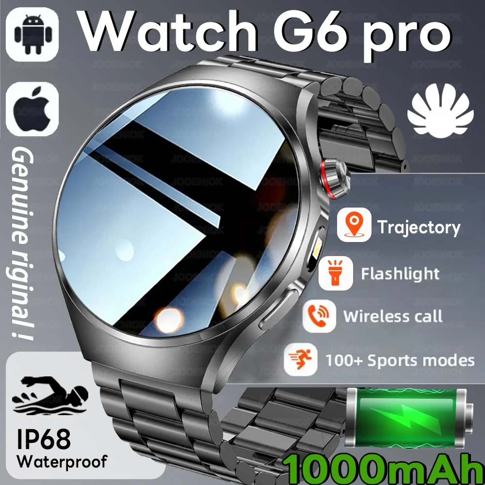 

Новые смарт-часы G6 Max 2026 года с аккумулятором 1000 мАч, Bluetooth-вызовами, GPS-трекингом, LED-фонариком и отслеживанием пульса для мужчин