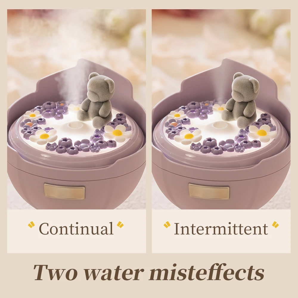Flower Bouquet Humidifier, Portable Personal Compact Humidifier, 230ml, Cute Flower Bear, Silent Cool Mist Colourful Lights, Top