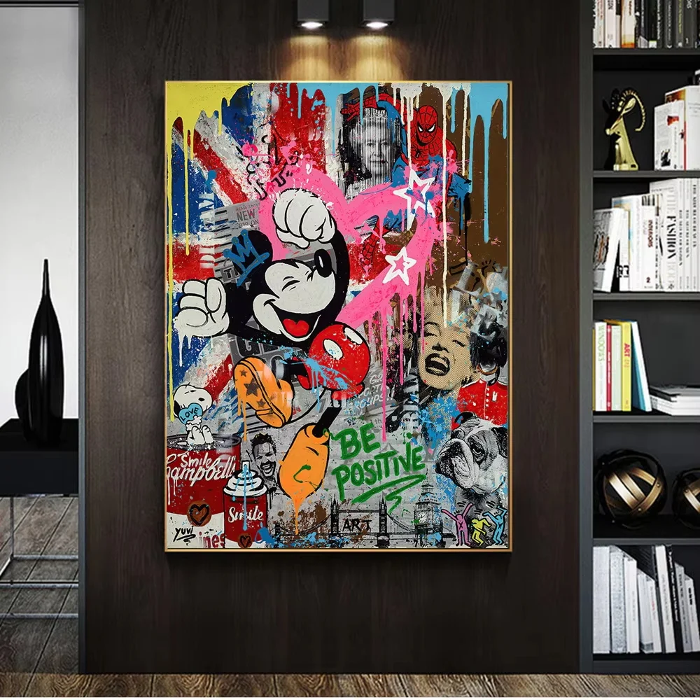 Rich Micky Motivation Golden Abstract Canavs Gemälde an der Wand Kunst Poster und Drucke Geld Graffiti Kunst Bilder Home Decor