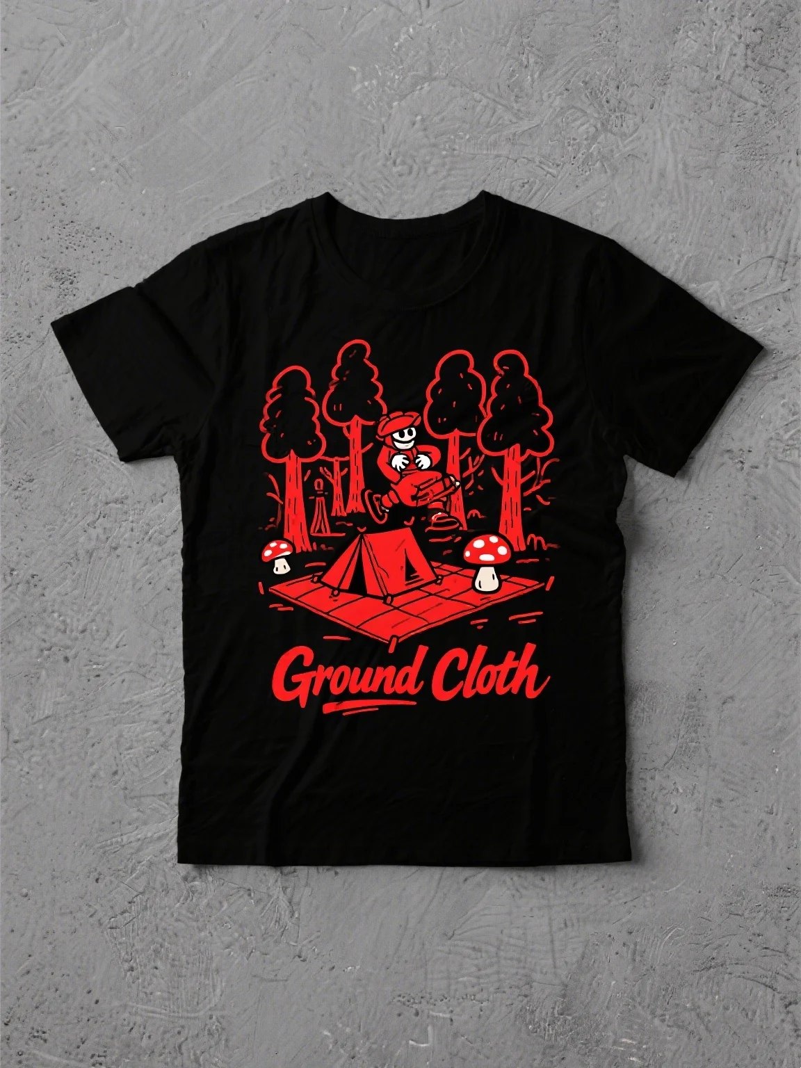 

Модная хлопковая футболка: смелая иллюстрация из меловой ткани с красными акцентами, незаменимая для модниц, готический принт в стиле Харадзюку.