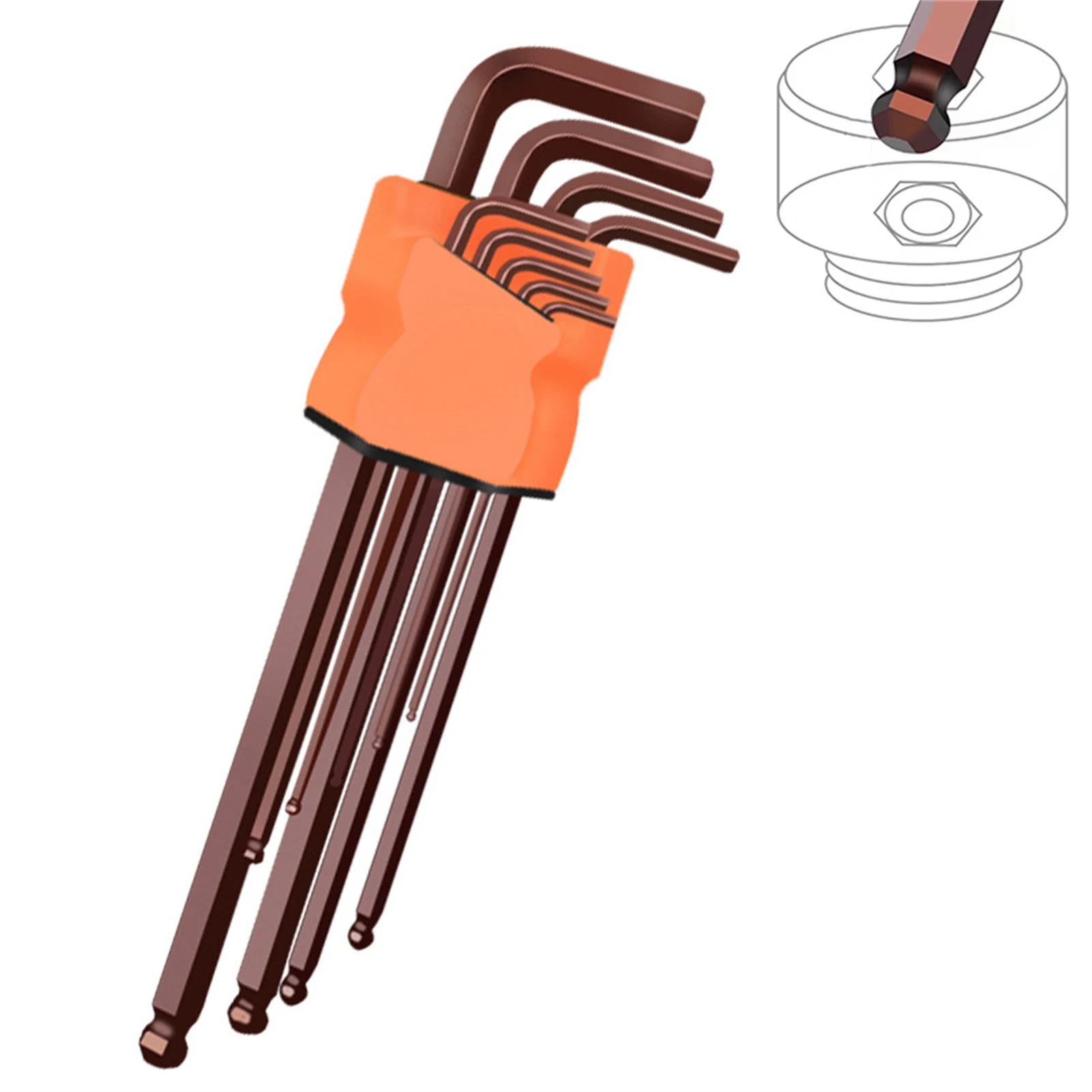 9pcs L Type Allen Wrench Set Hex Wrench Multifunctional Short Arm Tool Universal Hexagon Flat Ball Spanner Key Set Hand Tools