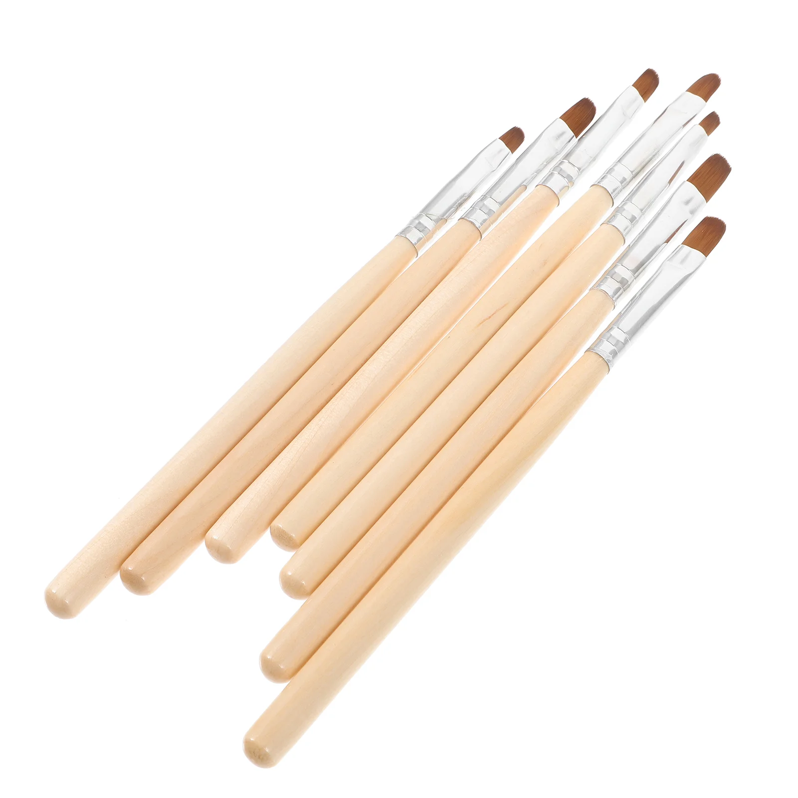 7 Pcs Nail Phototherapy Pen Wooden Color Holder Semi-circular Brush Pack Polish for Clean up Gel Fiber