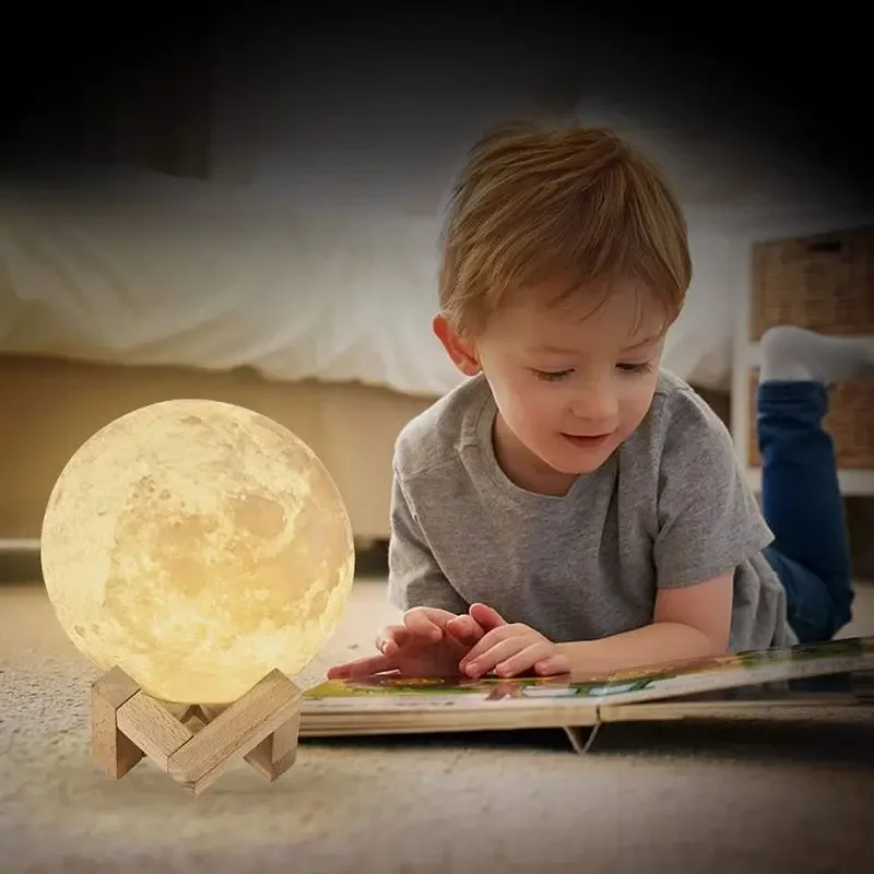 3D Moon Lamp 16 Colors Touch Night Light With Remote Control and USB rechargeable