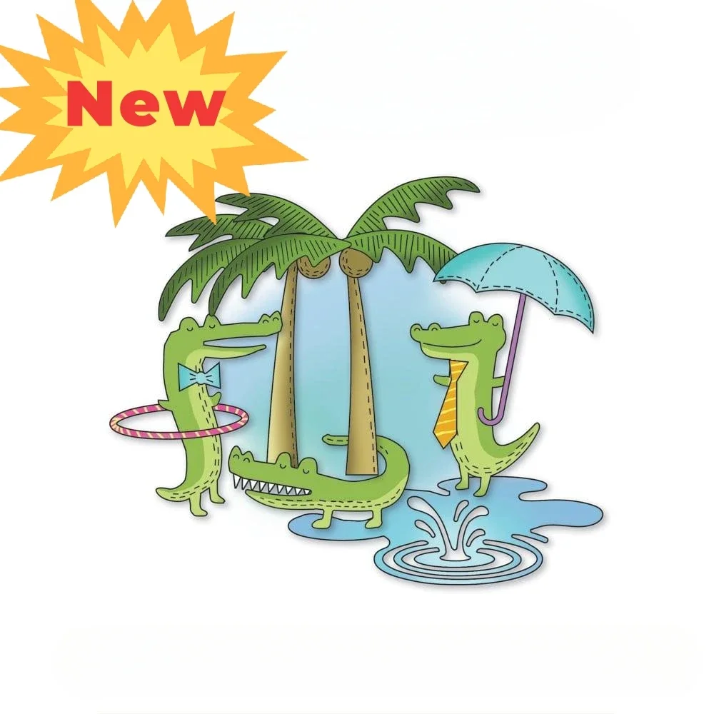 2024 Summer Tropical Gator New Metal Cutting Dies for DIY Decorating Scrapbook Paper Card Album Craft Greeting Card Die Cut