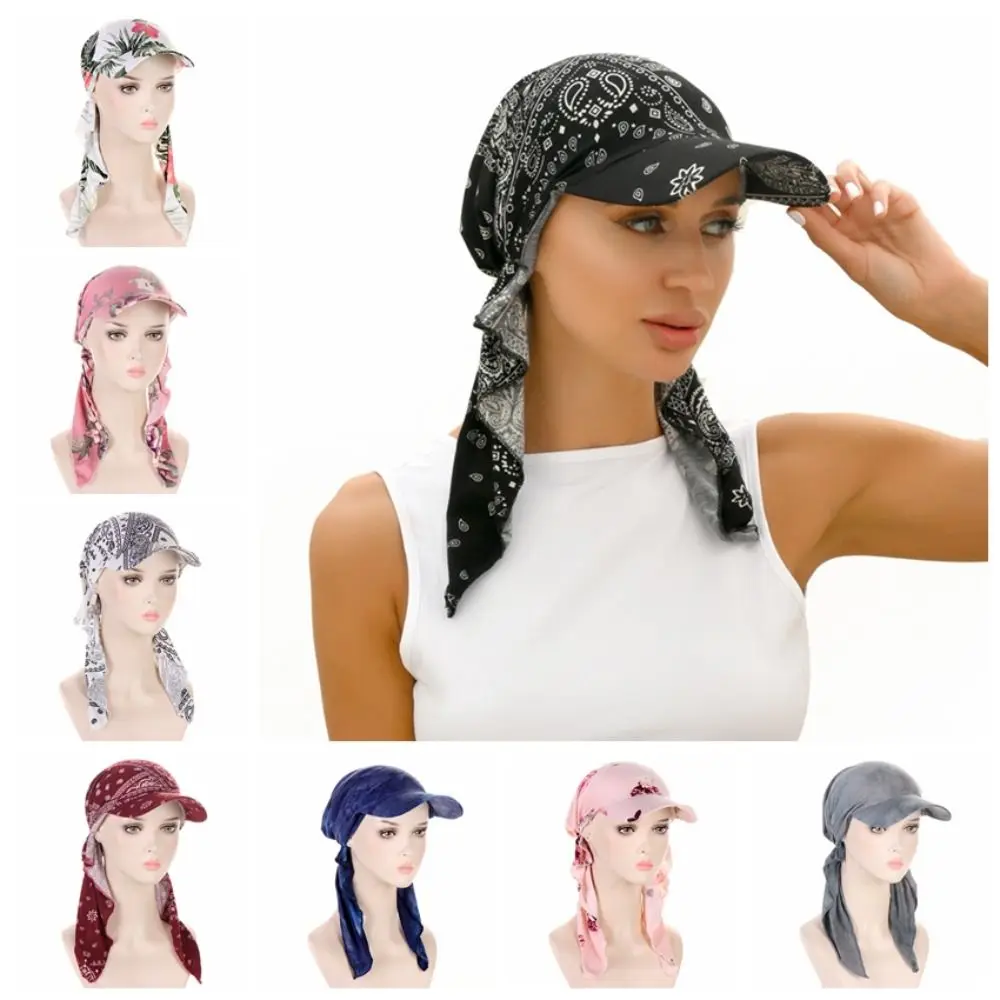 Breathable Long Tail Pirate Hat Solid Color Quick Dry Hip Hop Headband Hat Sun Protective Multifunctional Banded Headscarf Hat