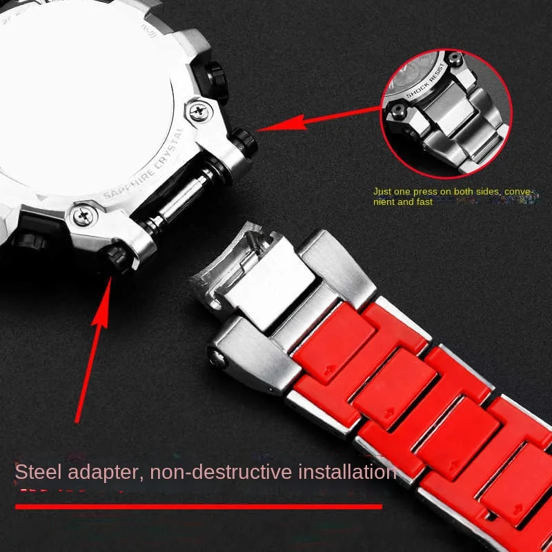 Quick release stainless steel strap For Casio G-SHOCK series MTG-B3000 modified bracelet waterproof silicone bottom watch band