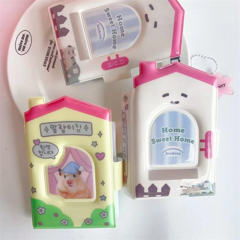 Sweet Cute House Shape 32 Card Slots Card Book Portable Card Album Idol Photo Display Storage Album Portable Card Sleeves Gifts