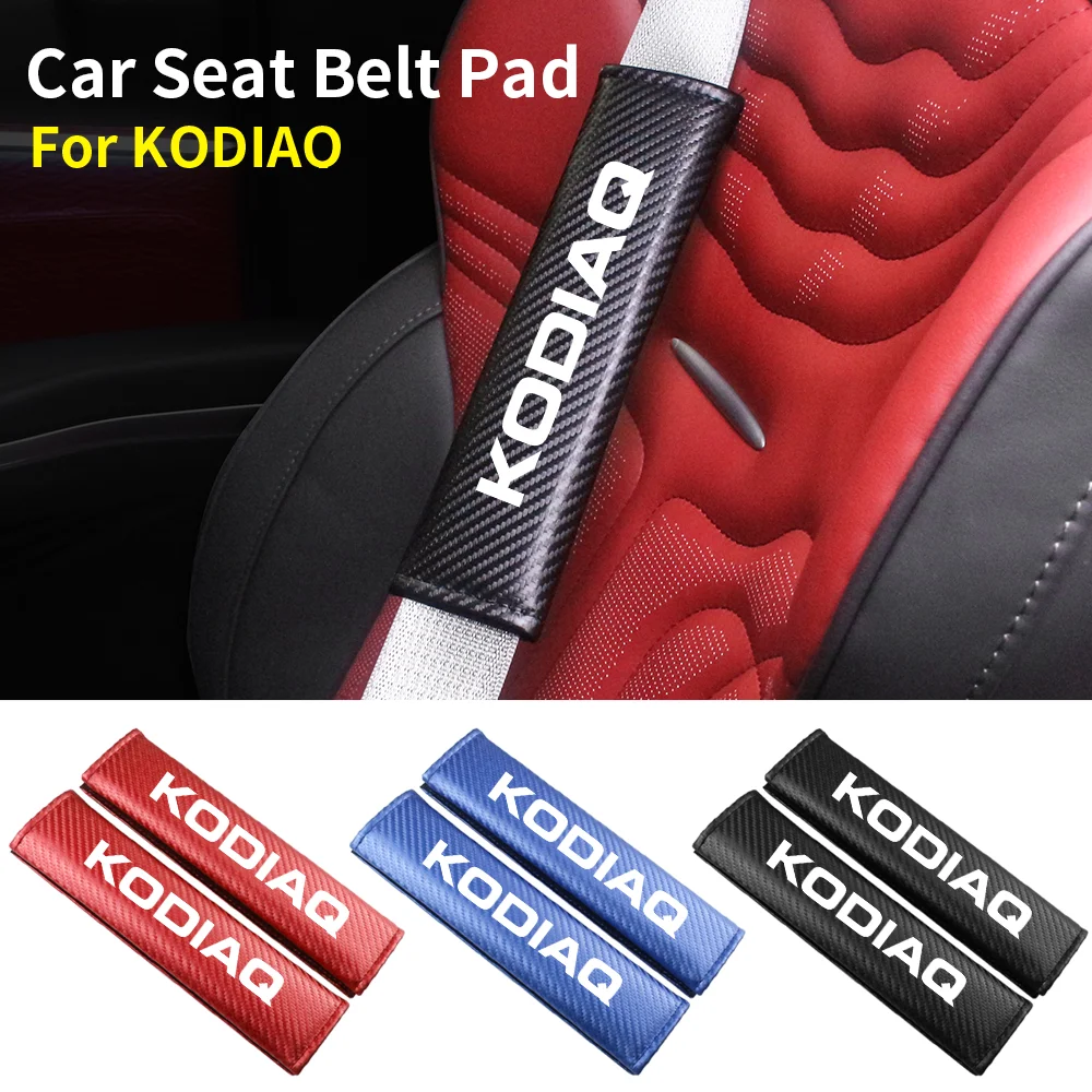 Cinturón de seguridad de fibra de carbono para coche, funda protectora para correa de hombro, almohadilla de cojín acolchada para Skoda KODIAQ, accesorios para automóviles