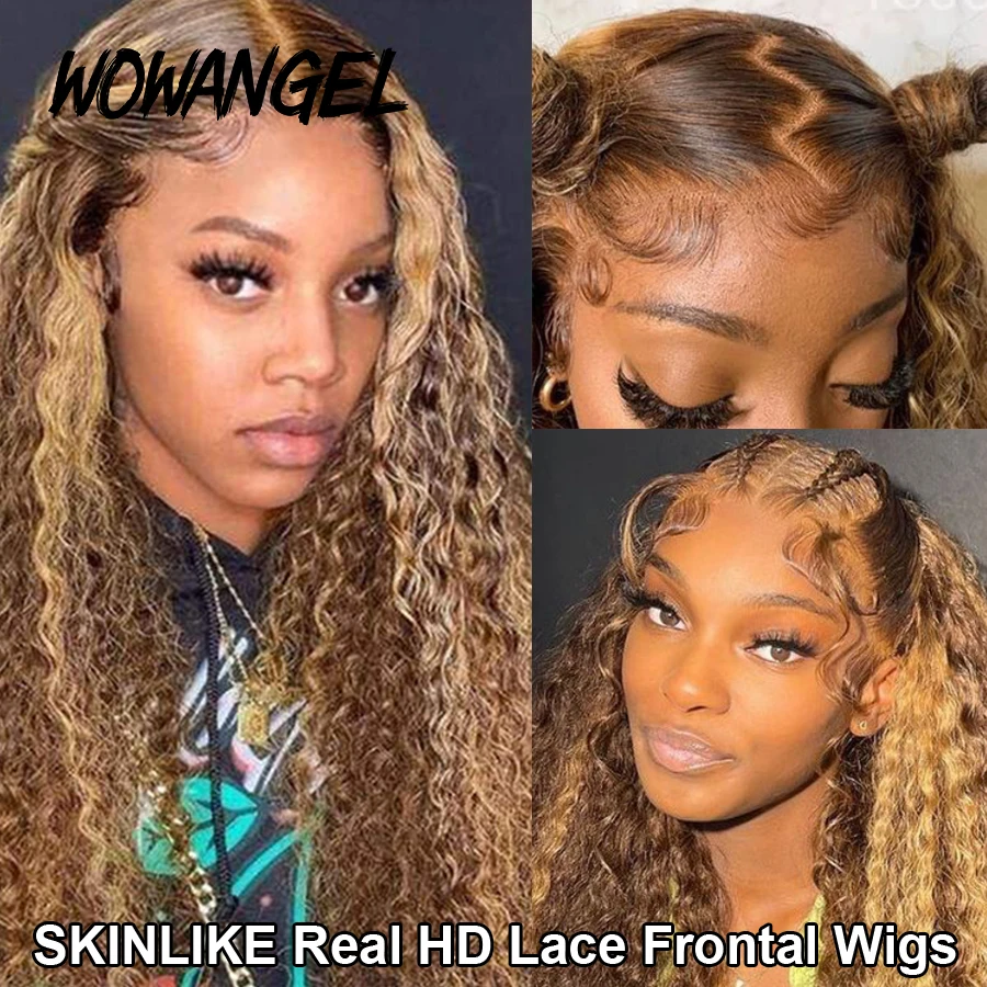 WOWANGEL 13 x6 HD parrucche anteriori in pizzo evidenziare parrucche ricci Bye Bye nodi 13x 4 frontale in pizzo parrucche per capelli umani parrucche con onde d'acqua per donna