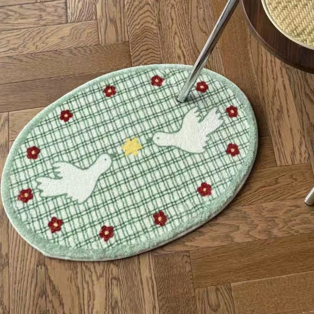 

VIKAMA Korean-Style Bird-Pattern Symmetrical Carpet Home Decor, Anti-Slip, Dirt-Proof & Easy To Clean, Bedside Rug, Sofa Mat.