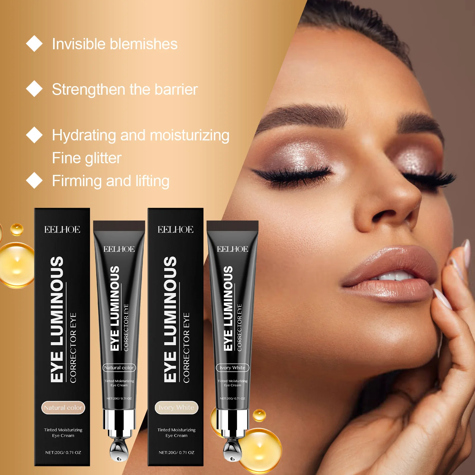 EELHOE Under Eye Concealer Full Coverage Cover Dark Circles Removal Skin Brightening Matte Eye Concealer Makeup Cosmetics 20g
