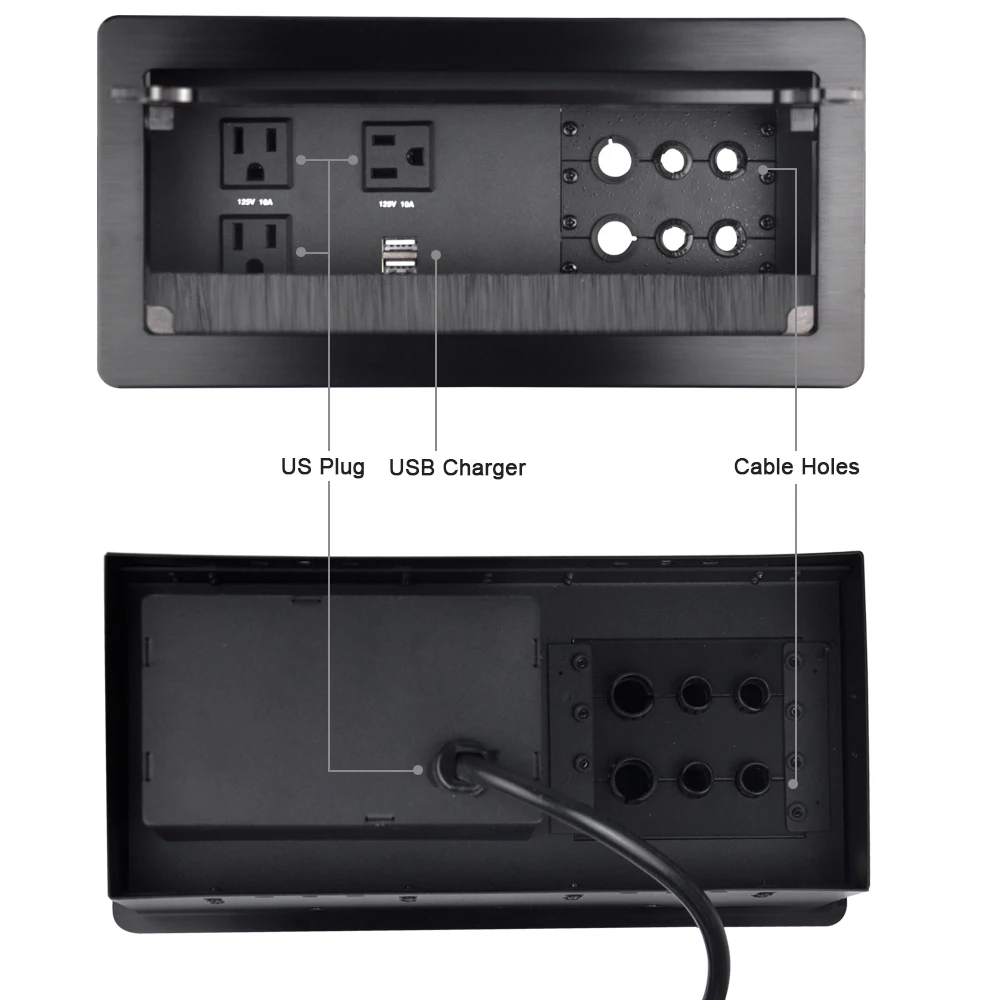 American standard sockets, Dust Proof aluminum alloy table hidden socket boxes, desktop sockets used in office desks