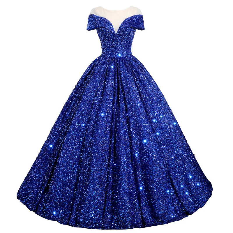 Ball Gown Dress Women Long Dresses Sexy Vestidos Y2k Streetwear V Neck Elegant Splice Party Night Work Off Shoulder Sequins view 5