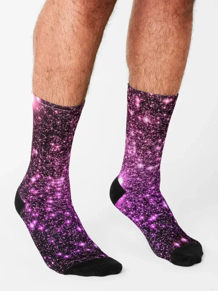 Galaxy Sparkle Stars Pink Purple Ombre Socks Christmas Running hip hop designer brand Socks For Girls Men's