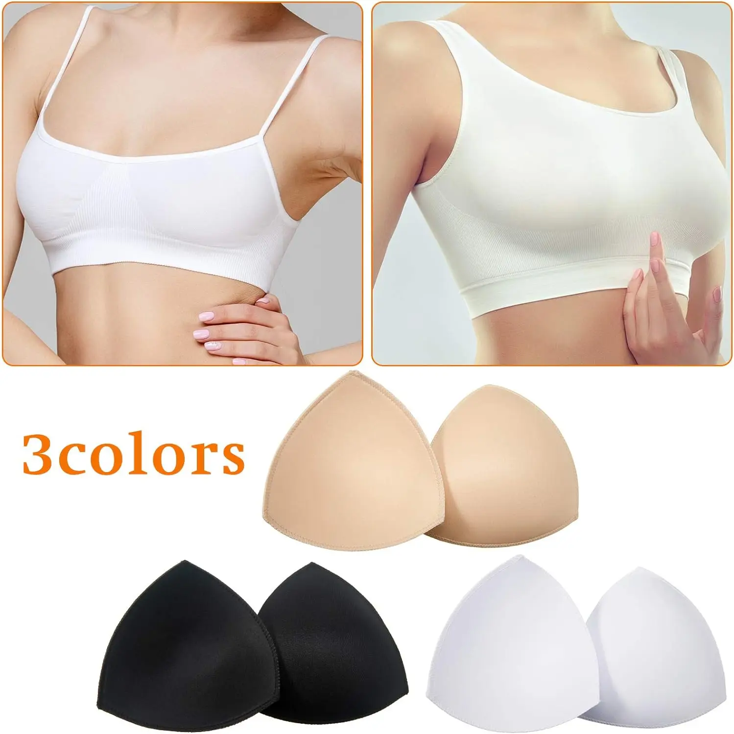 Triângulo Esponja Push Up Bra Pads Set para Mulheres, Invisible Bra Pads, Swimsuit, Biquíni, Breast Enhancers, Chest Cup, Acessórios, 2 pcs, 10pcs