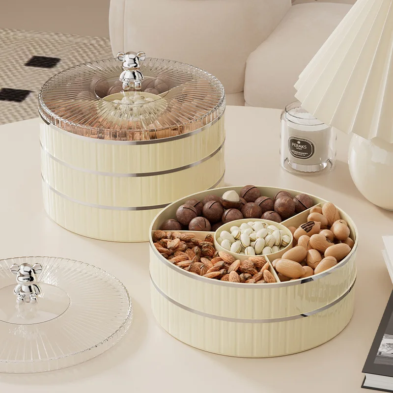 Candy Fruit Plate Light Luxury Multi-layer Fruit Box Home Living Room Snacks Divided Refreshment Tray Plastic Dried Fruit Dish