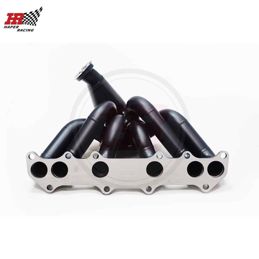 HP RACING Black Ceramic Coating SS304 T3/T4 3mm Thick Steam Pipe Twin Scroll Manifold For To Yo Ta 1JZGTE VVTI