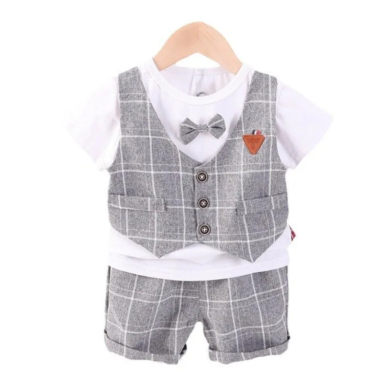 New Summer Baby Clothes Suit Children Boys Fashion Plaid T-Shirt Shorts 2Pcs/Sets Toddler Casual Costume Infant Kids Tracksuits