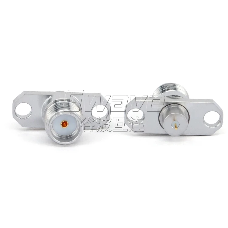 SMA Female Metal Through Wall Connector Two Hole Flange 12.2mm26.5G Tail Round Needle SMA-KFD0402