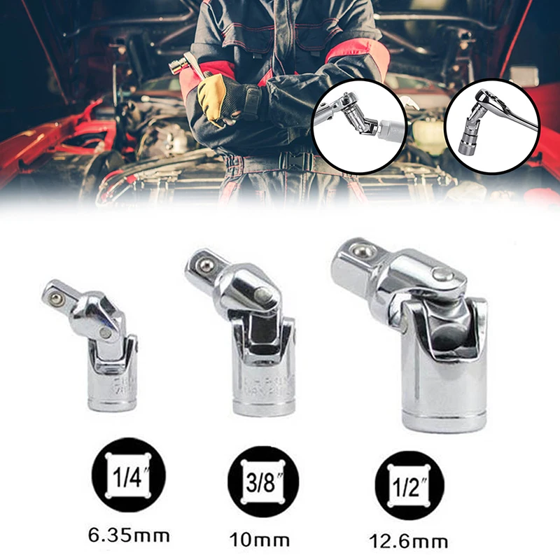 Universal Joint Wrench Socket Adapter, Flexible Manual Socket, Impact Tool, 1/4, 3/8, 1/2 Sleeve, Bendable Extension Bar Adapter