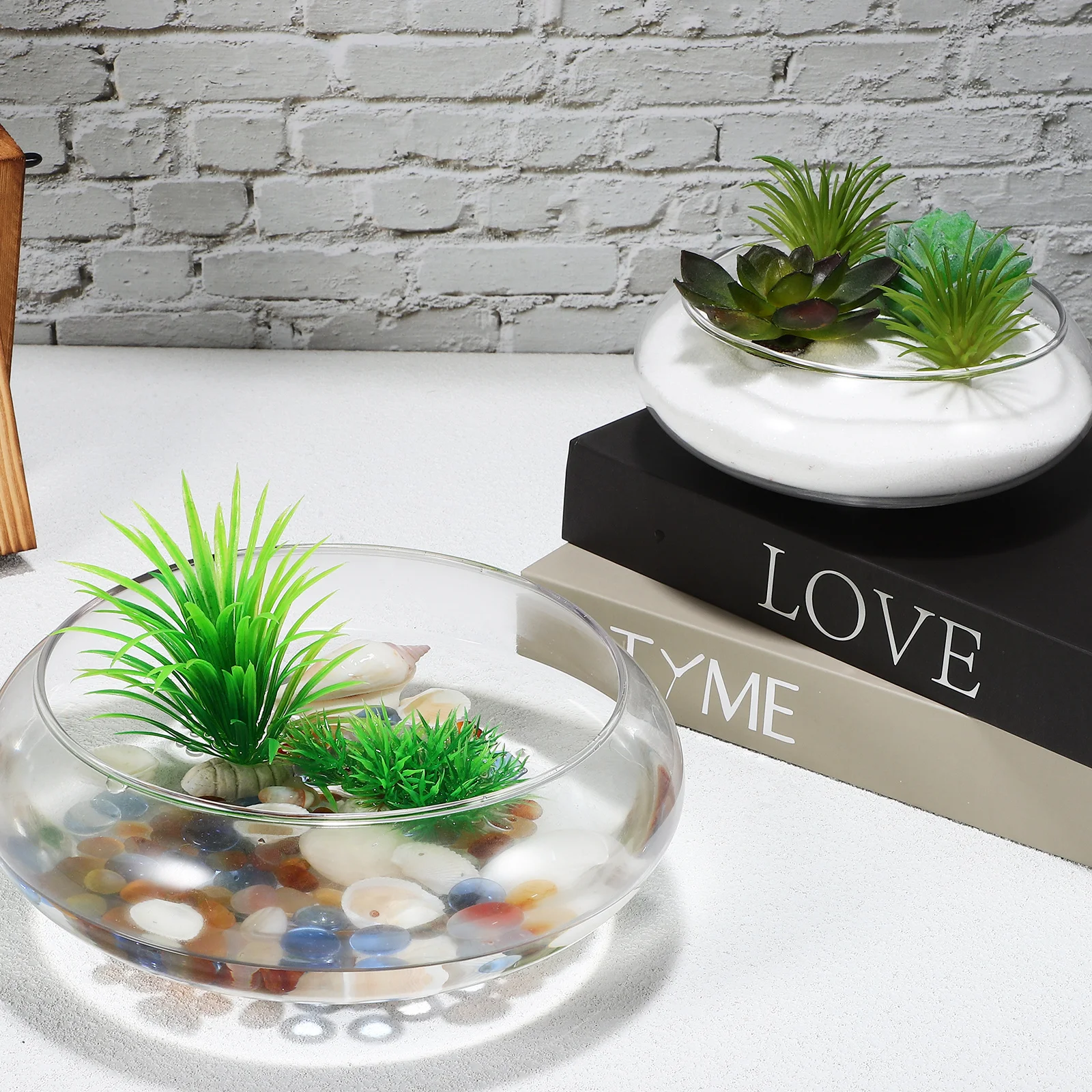 

2Pcs Water Narcissus Bowl Transparent Glass Terrarium for Plants Fish Bowl Vase Multi-Functional Decorative Home Use Clear Glass