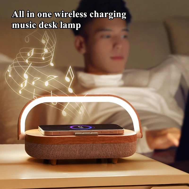 Multifunctional Mobile Phone Wireless Charger Super Bass Bluetooth Audio Bedside Atmosphere Light For Android Apple Huawei