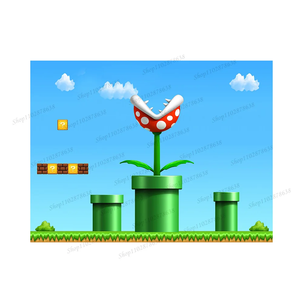 Super Mario Bros Party Achtergrond Ronde Covers Jongens Kinderen Verjaardag Achtergrond Decoratie Baby Shower Plint Banner Rekwisieten Poster