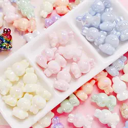 10pcs/lot Acrylic Rabbit Loose Beads Cream Color AB Spaced Beads For Jewelry Making DIY Bracelet Necklace Charms Accessories