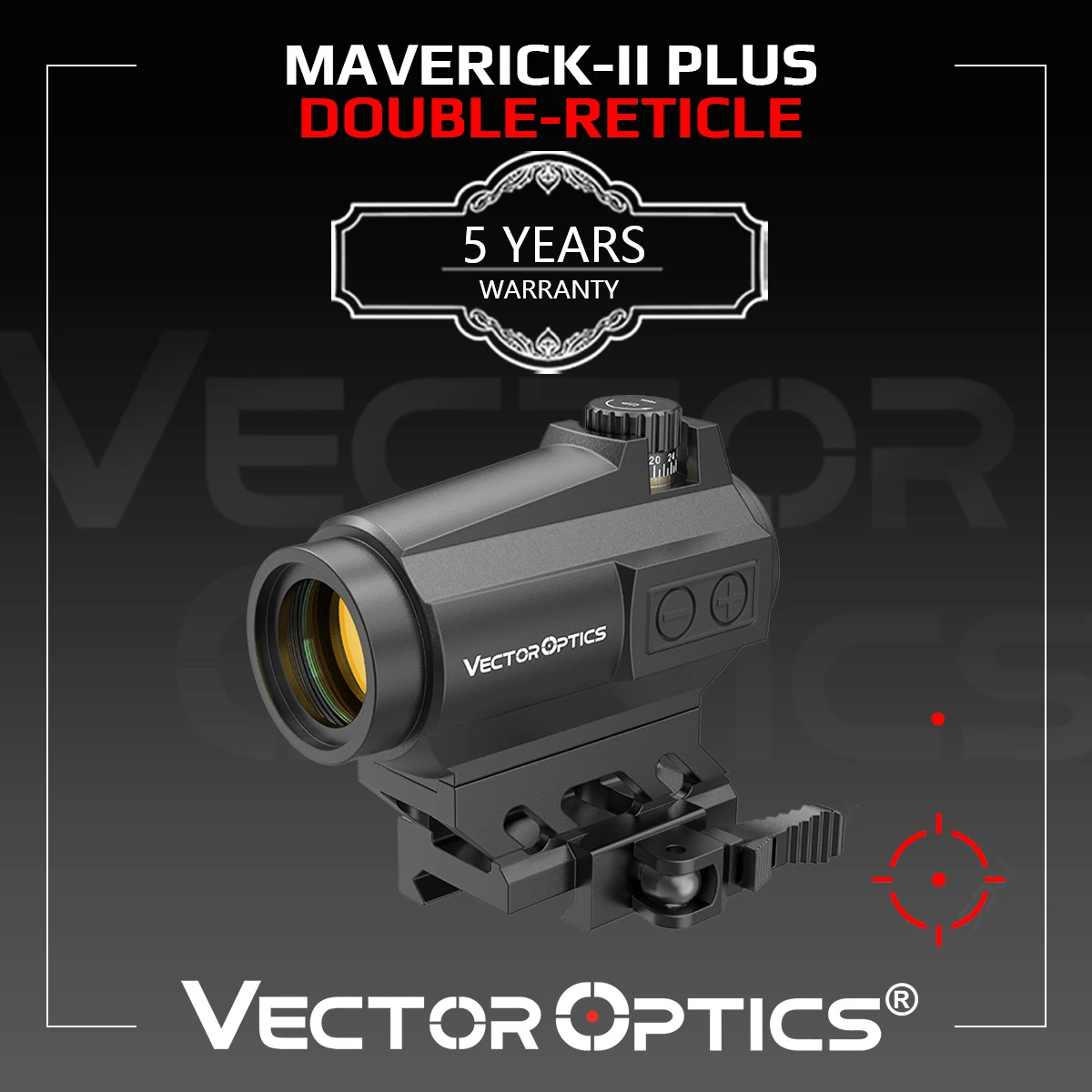 Vector Optics Maverick-II Plus 1x22 DBR Double-Reticle Red Dot Sight 3MOA With with 9 Levels Intensity Fit AR 15 .223 .308 12GA