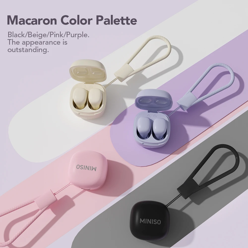 MINISO TWS Bluetooth 6.0 Wireless Earphones Hifi Stereo ENC Noise Cancelling Headphone MEMS Microphone ENC Earbuds