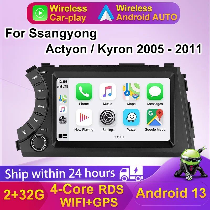 2 Din Car Autoradio Radio Multimedialny odtwarzacz wideo Nawigacja GPS Dla Ssangyong Kyron Actyon 2005 2006 2007 2008 2009 2010-2013