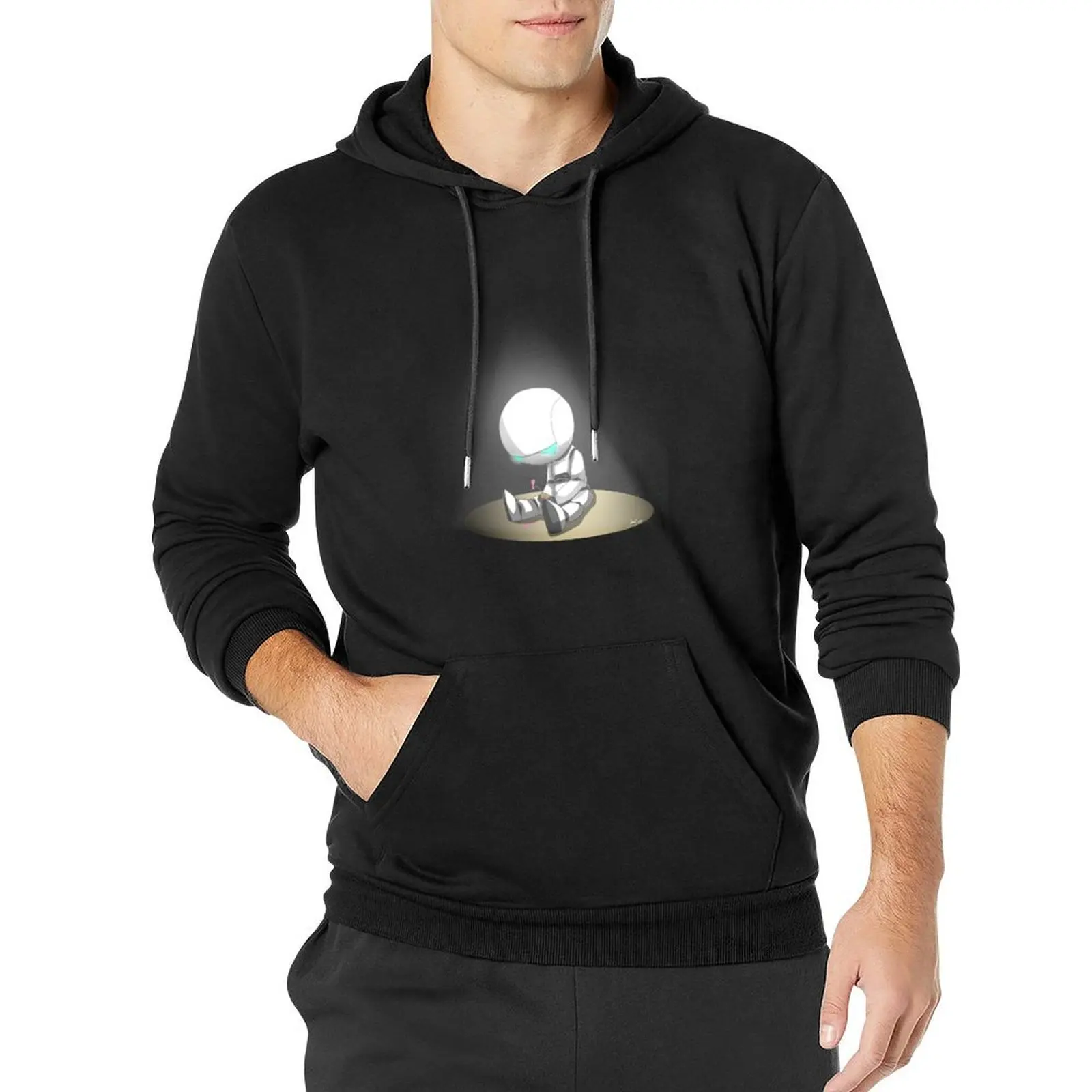 Marvin the Robot Pullover Hoodie japanese style fashion men tracksuit men