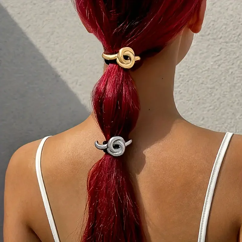 Alloy Fashion Twisted Hair Ring Elastic Rope Set Advanced Geometric Ponytail Ball Women's Hair Rope