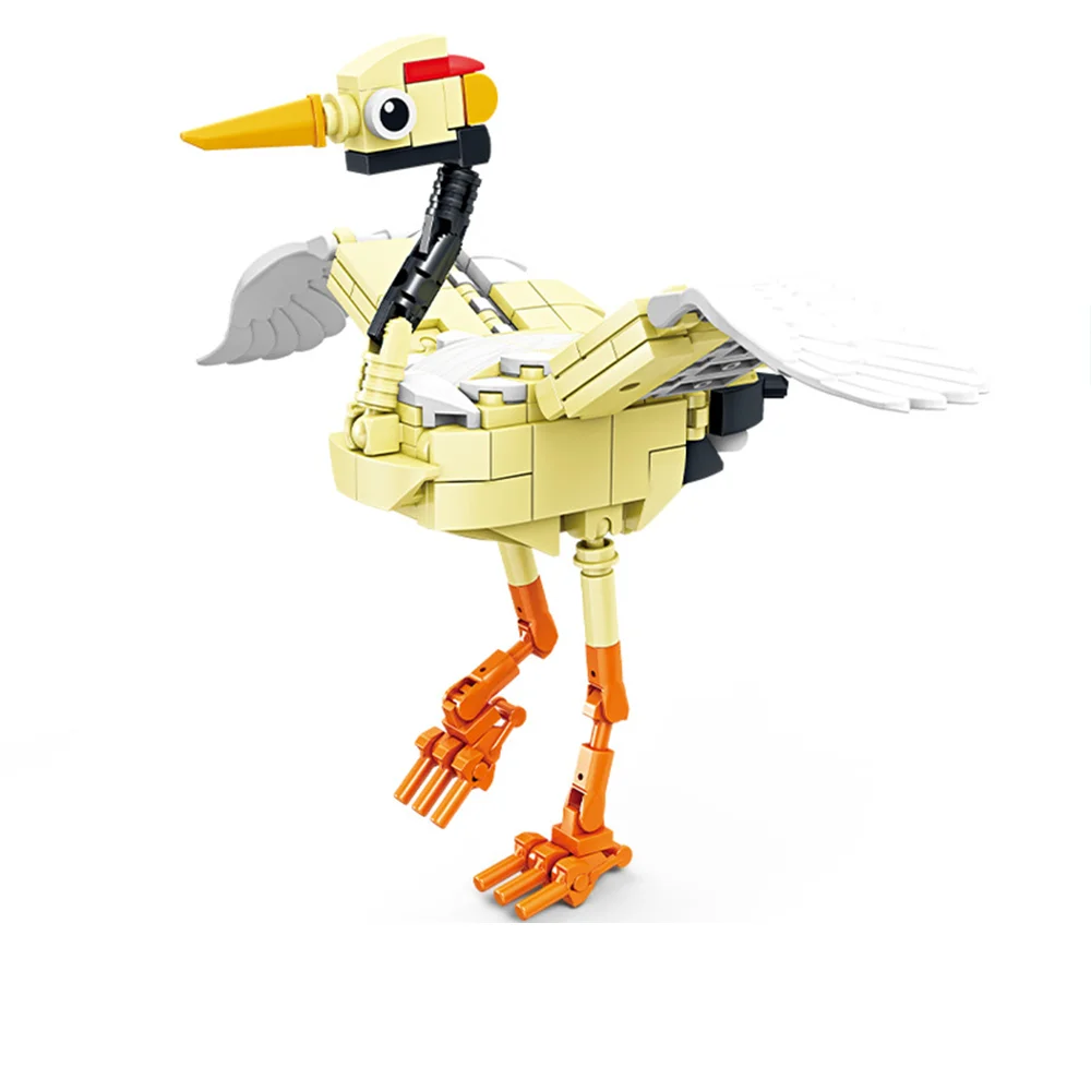 مجموعة بناء الطيور الكرتونية الصغيرة - الطاووس، الرافعة، الغراب، النورس، الأوريول، لعبة تعليمية جذعية محمولة للسفر واللعب المنزلي