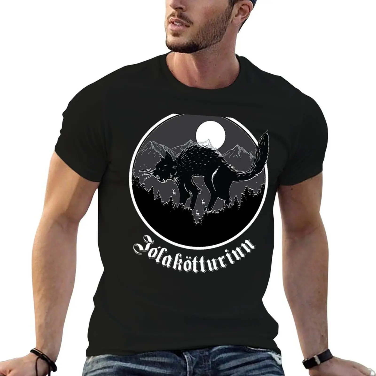 

Yule Cat Jolakotturinn Icelandic Folklore Christmas T-Shirt t shirts for man cotton soft t shirts for man slim fit T-Shirt