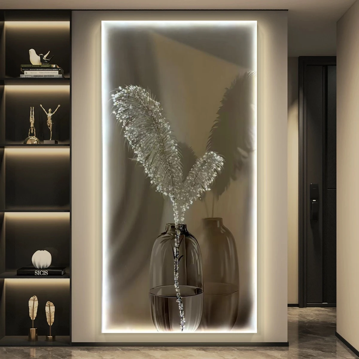 Luce di lusso piuma ingresso pittura decorativa induzione ad attivazione vocale illuminazione a led pittura corridoio corridoio appeso