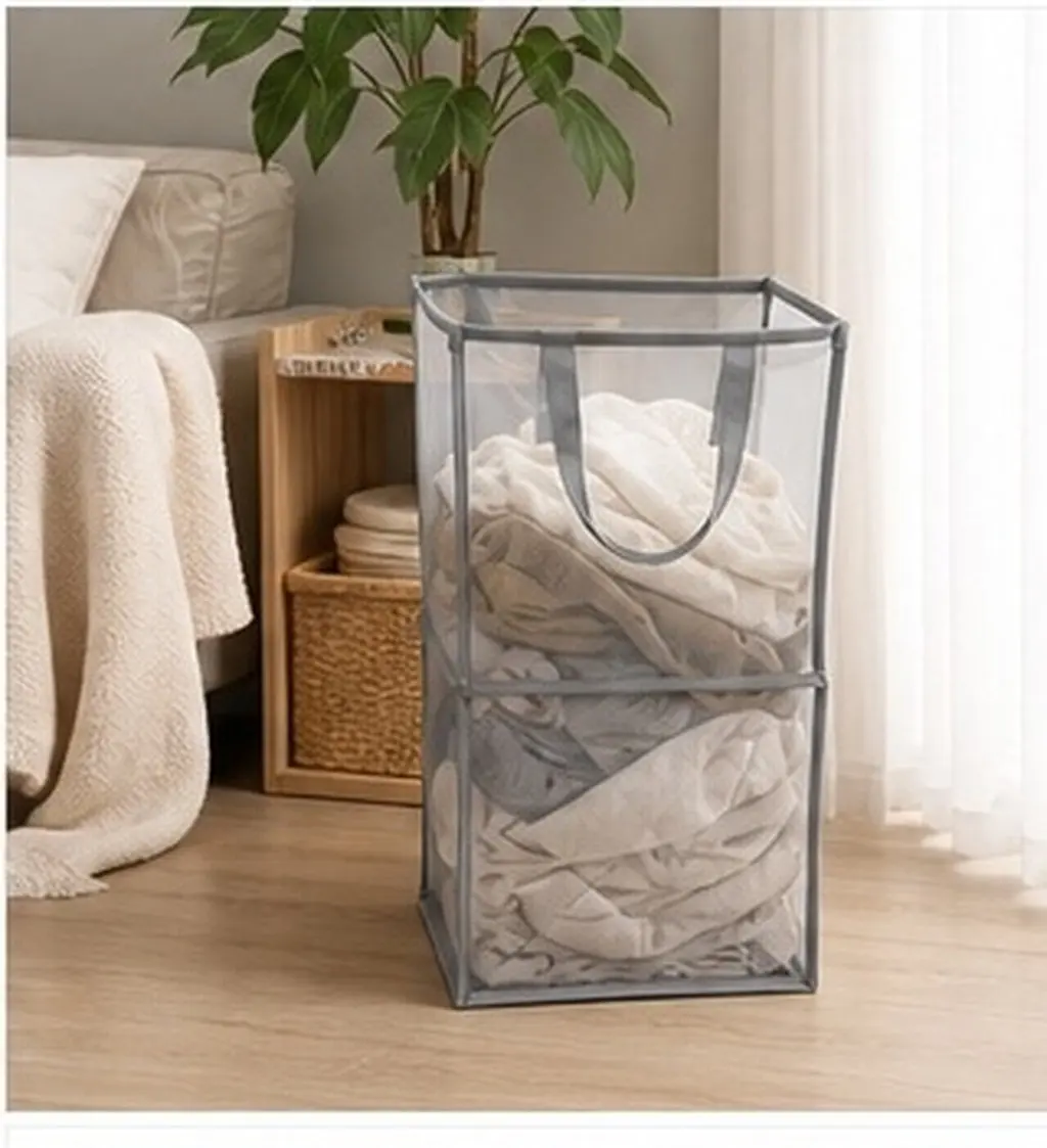 Collapsible Laundry Hamper Large Capacity Foldable Clothes Basket Handles Breathable Storage Organizer Removable Mesh Liner