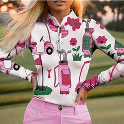 Women Golf Long Sleeve polo Shirt Clothing Quality Slim Golf  Zipper style Apparel Sports Wear Tennis Baseball Clothes 2024 new