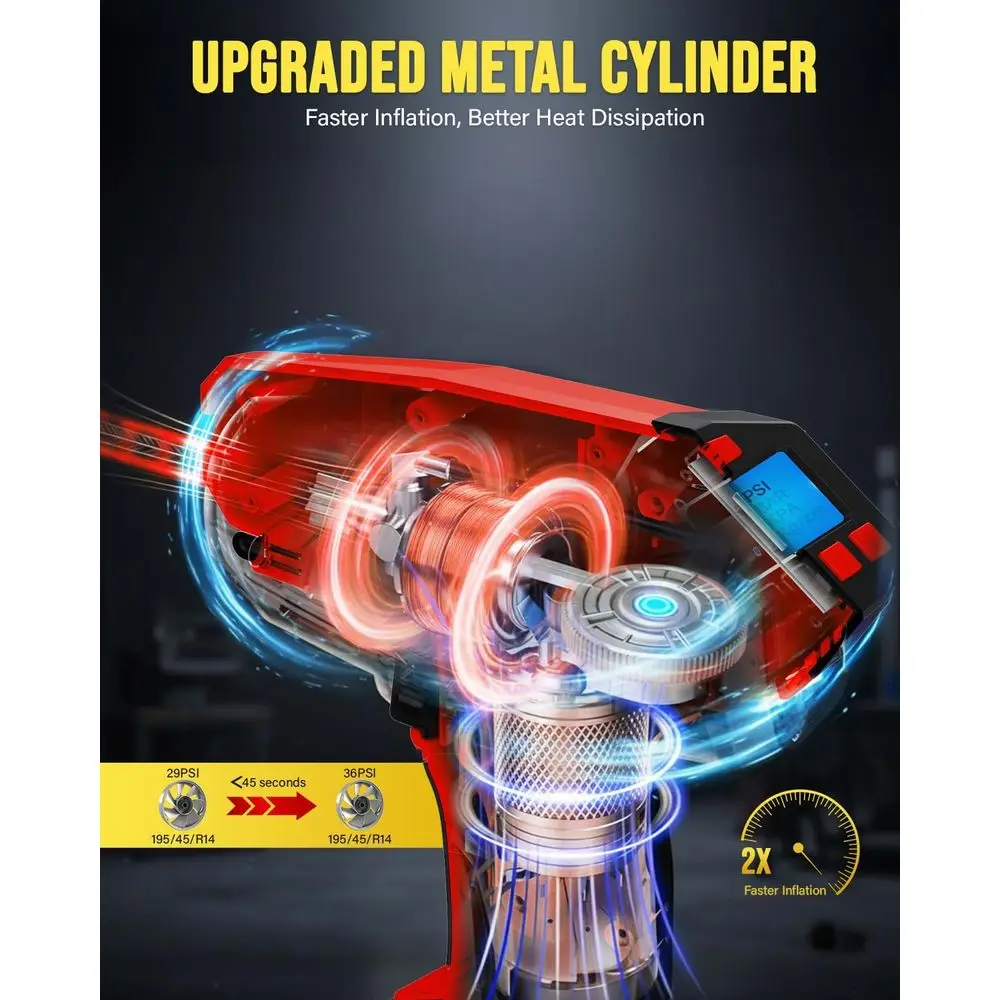 منفاخ إطارات لاسلكي محمول 160 رطل لكل بوصة مربعة مع بطارية 20 فولت، مضخة هواء رقمية سريعة للسيارات والدراجات النارية والدراجات الإلكترونية والمزيد #3