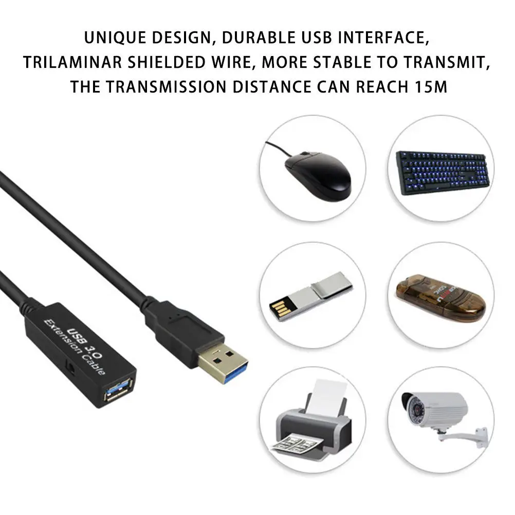 

5M Usb3.0 Extended Cable USB Direct Power Stable Signal Transmission Computer Mouse Keyboard Lengthened Data Cord