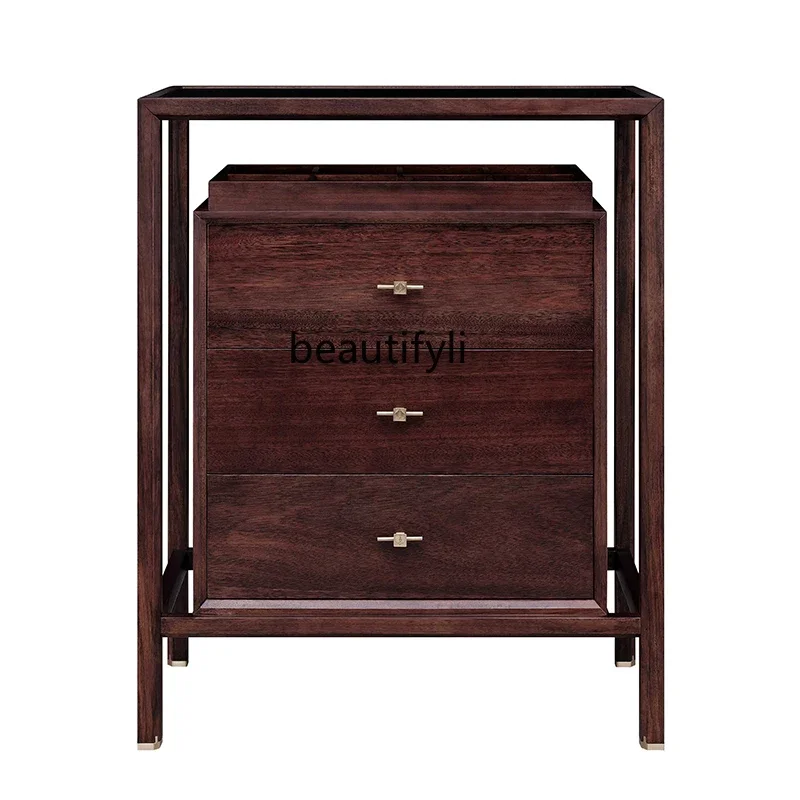 

Bedroom against the wall, next to the living room TV cabinet, storage new Chinese solid wood simple, decorative cabinet