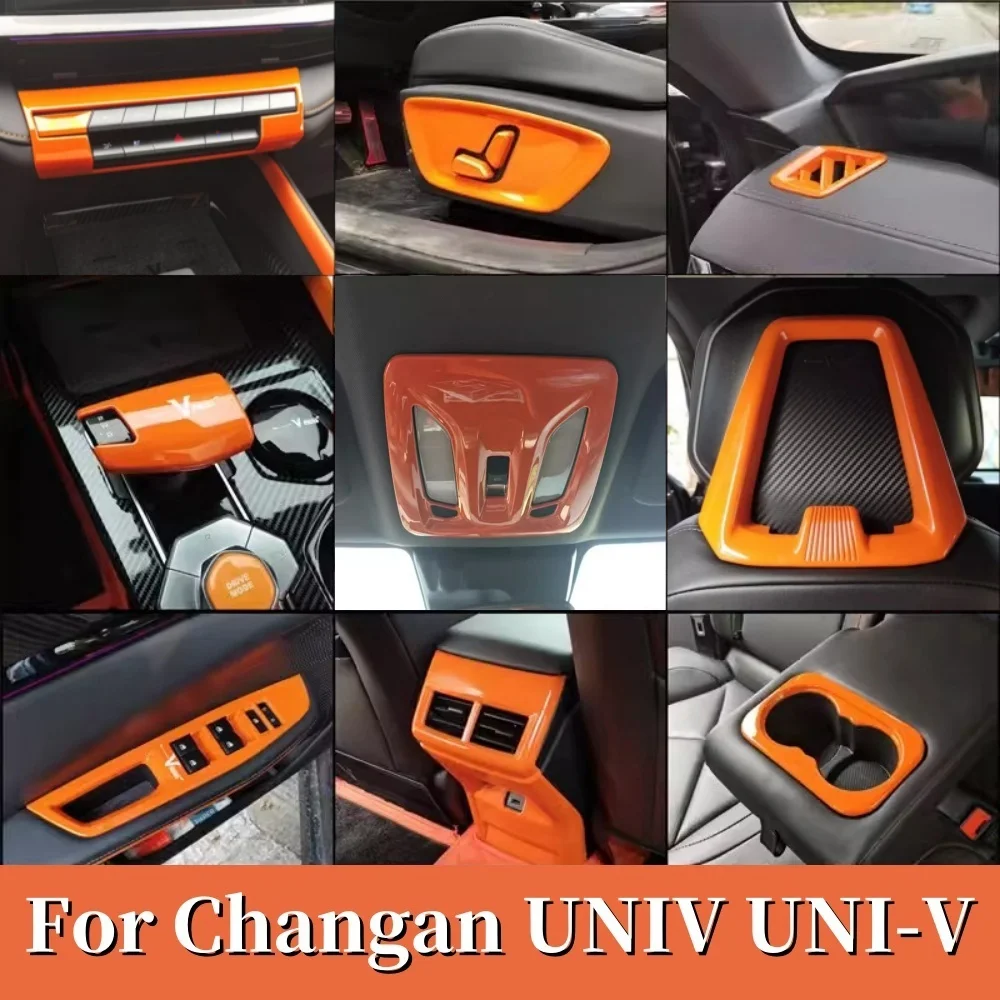 

For Changan UNIV UNI-V 2023 2024 ABS Orange Look Trim Car Interior Accessories Decoration Protector Anti Scratch Sticker Cover