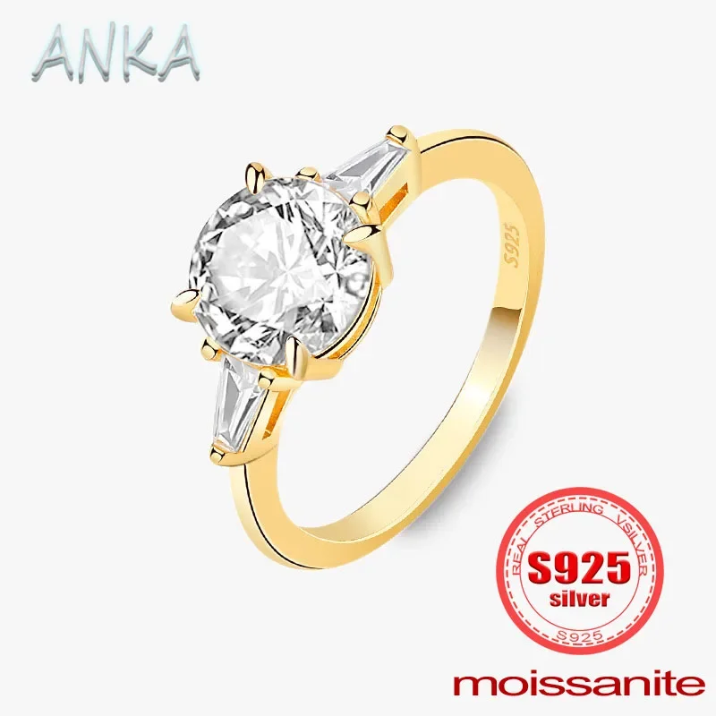 

ANKA NEW S925 sterling silver ring 2 carat moissanite ring Fashionable and versatile European and American style women's ring