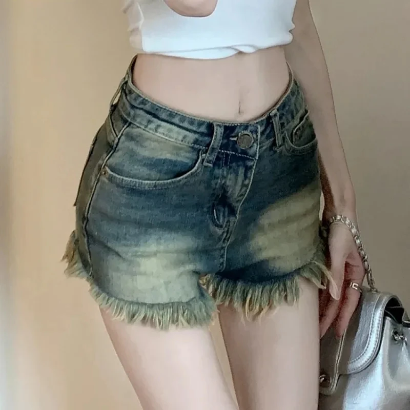 Shorts Women Vintage Fur-lined High Waist Designed Summer Spicy Girls Trendy All-match Korean Style Thin Sexy Streetwear Cozy