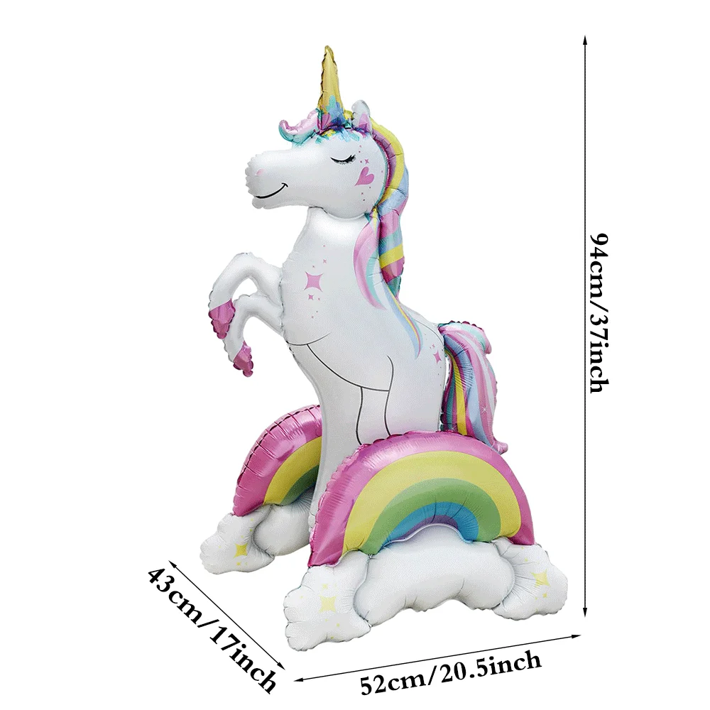 Unicorn Balloon 37 Inch Standing Rainbow Unicorn Aluminum Foil Balloon 3D Magic Rainbow Cloud Unicorn Birthday Party Baby Shower view 6