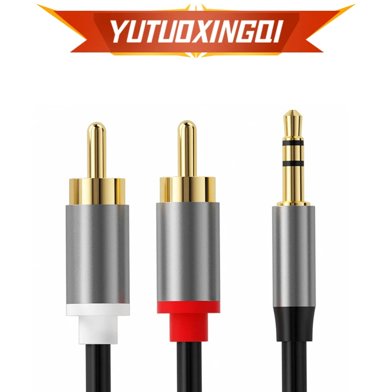 HIFI RCA 3.5mm to Double Lotus Universal Audio Cable One Divides Into Two Connection Sound Cable Computer phone Gold Plated