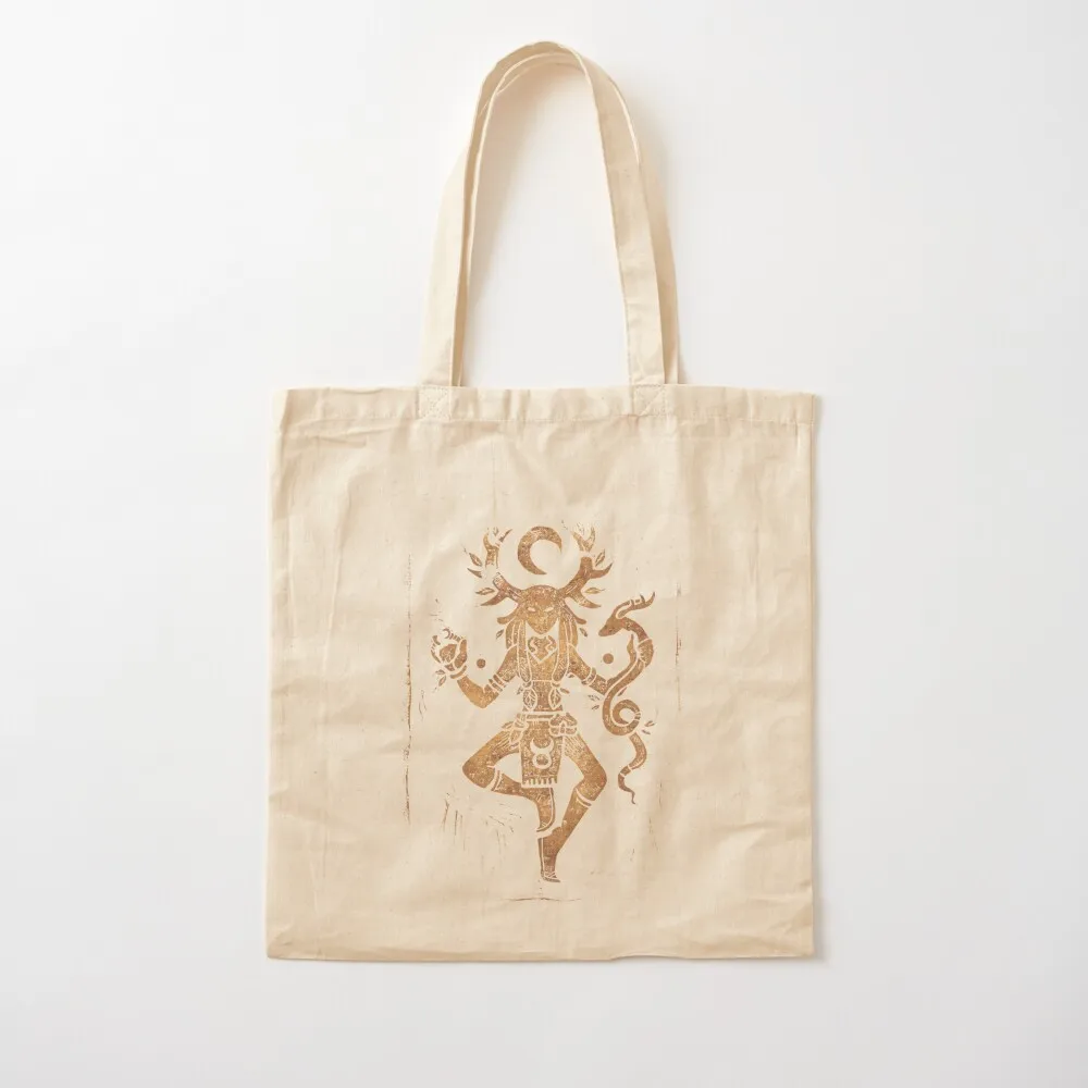 

ART BY BLUE Cernunnos Linocut - Gold Tote Bag Beach bag Women's handbag Canvas Tote Bag