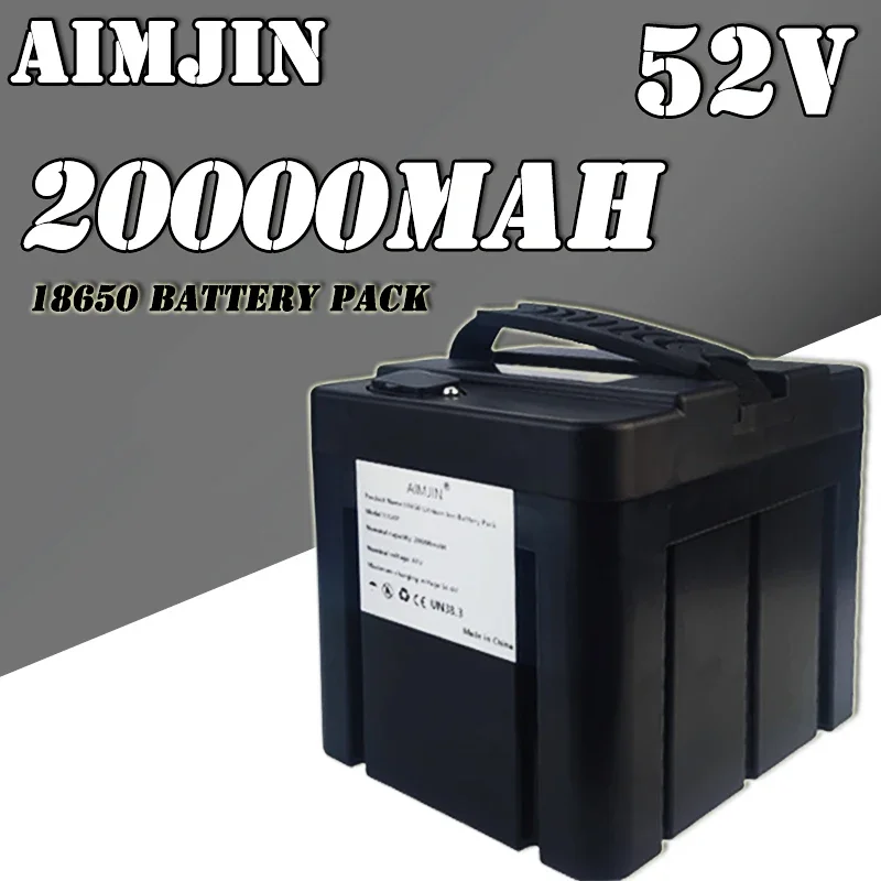 

black 14S7P 52V 20Ah Lithium battery pack For Battery Use waterproof and flame-retardant materials