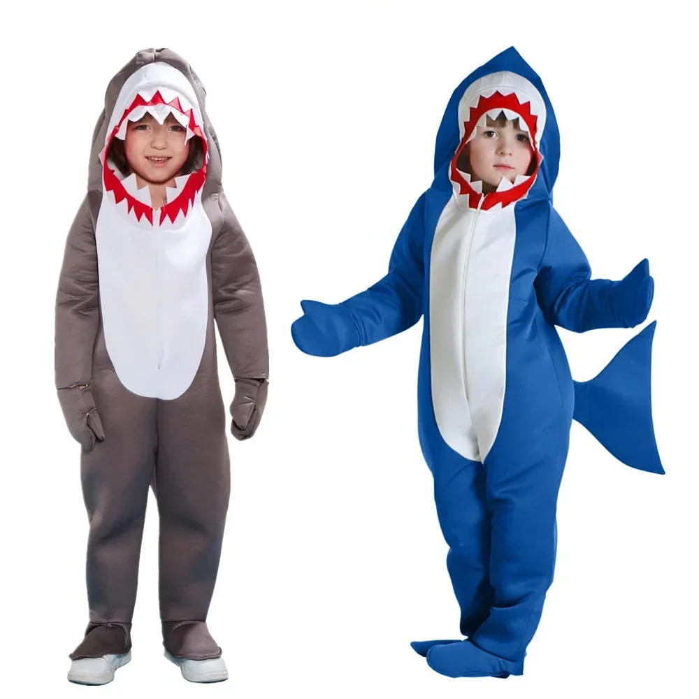 2025 Halloween Combinaison à capuche requin pour garçon et filles، زي de Cosplay d'animaux d'halloween، رداء fantaisie de #2